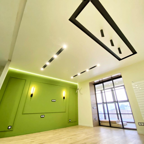 Пример тканевого потолка для детской 18 м²